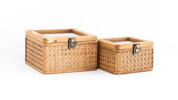 Jgo cajas cuadradas rattan