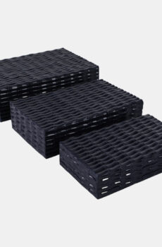 S/3 10/11/12" Faux Bamboo Piece Boxes, Navy