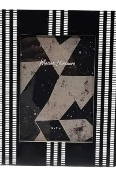 5x7 Ridged Stripes Photo Frame, Black/ivory