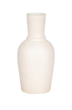 Terracotta, 16" Vase With Ring At Neck, Ivory  GDE
