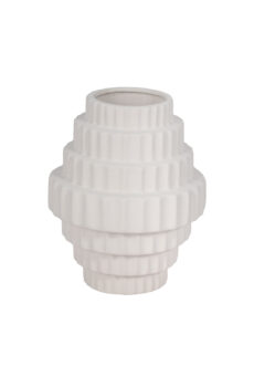 8" Textured Staggered Vase, White