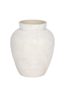 11" Textured Terracotta Vase, Ivory