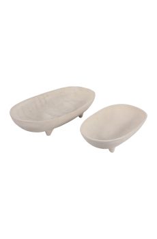 Paper mache footed oval bowl