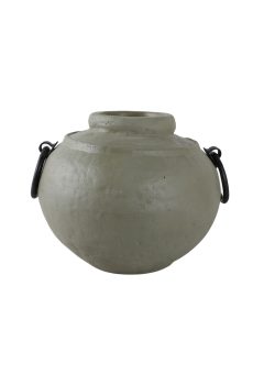 Vase with metal handles green CH